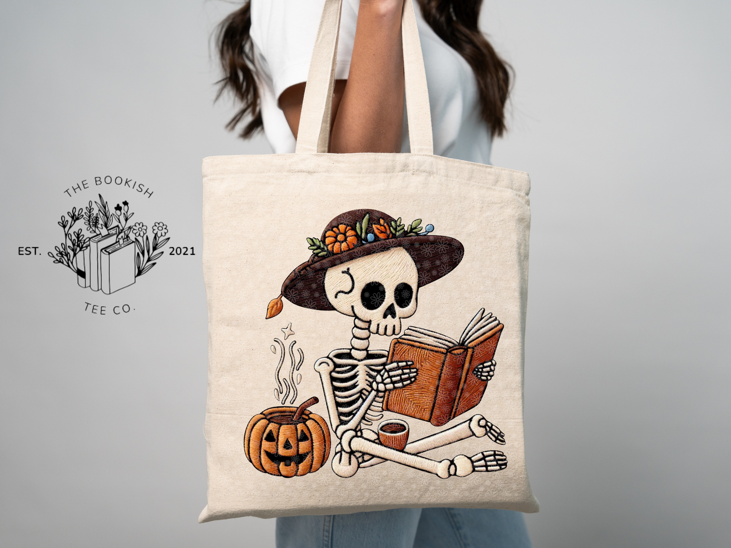 Reading Skele - Canvas Tote Bag