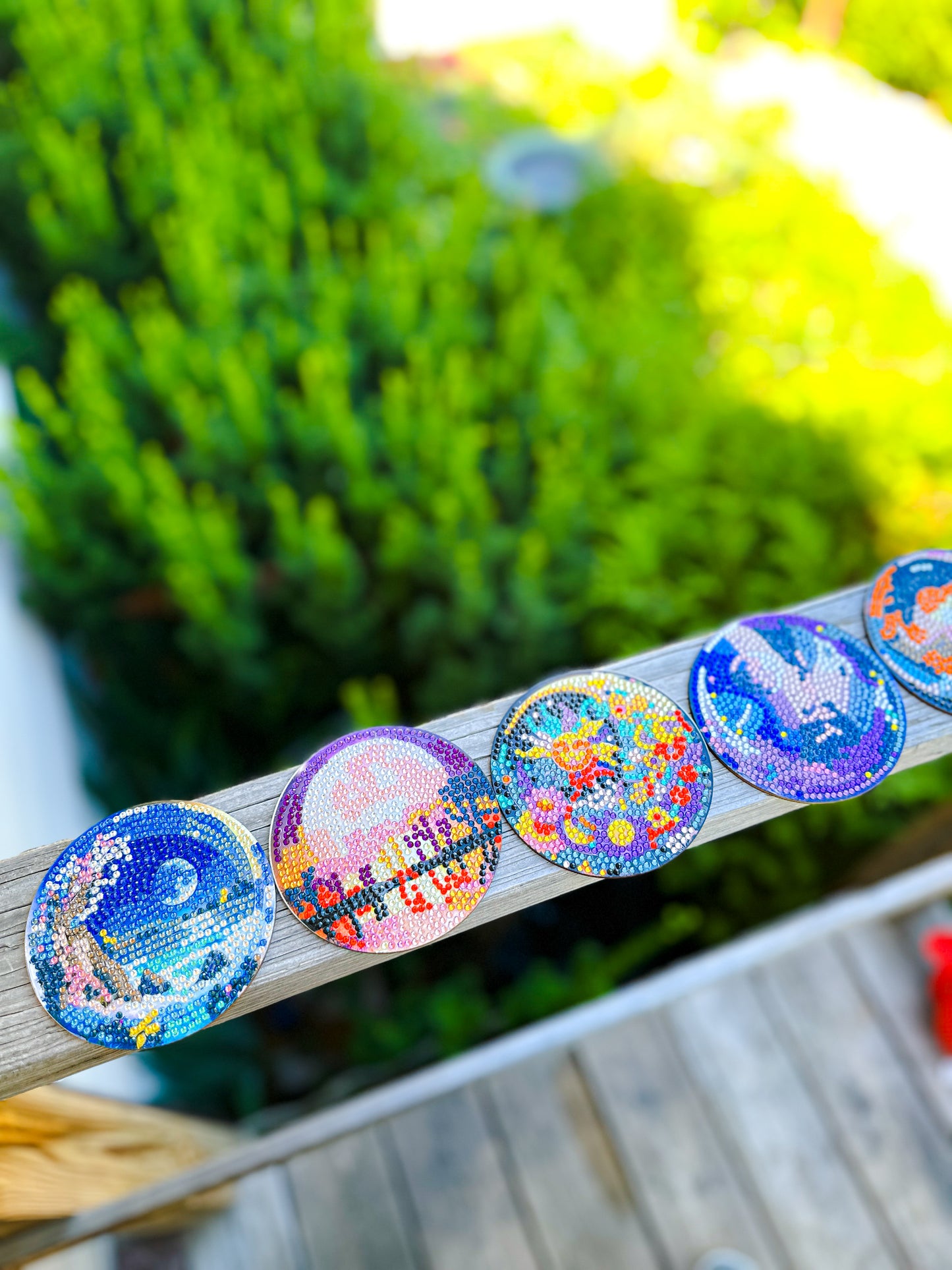 Moon Floral Diamond Art Coaster Set (RTS)
