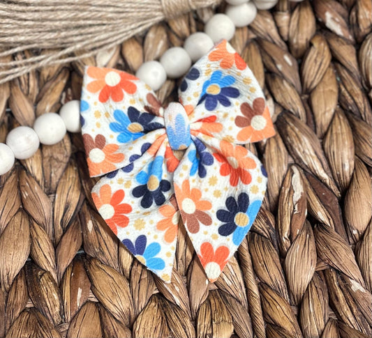 Heeler Inspired Floral - Sailor Bow on Clip (RTS)