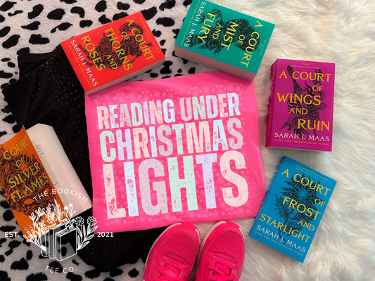 Reading Under Christmas Lights - Adult Tee