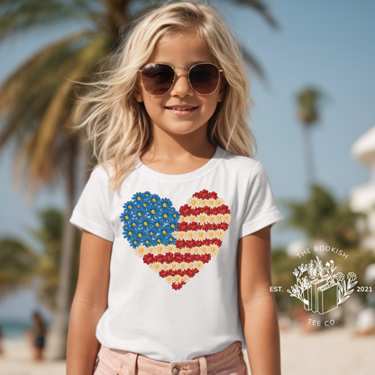 Floral Flag Heart - Youth Tee