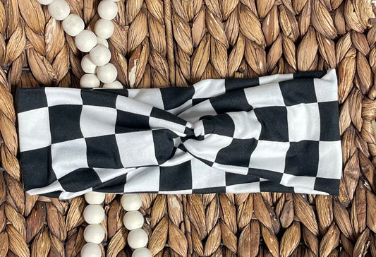 Black & White Checks - Twist Headband