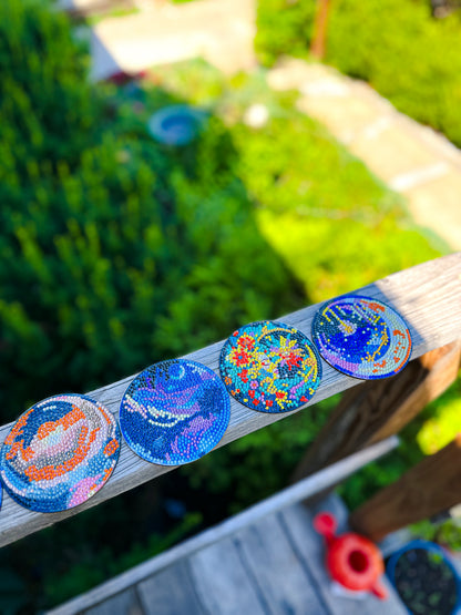 Moon Floral Diamond Art Coaster Set (RTS)