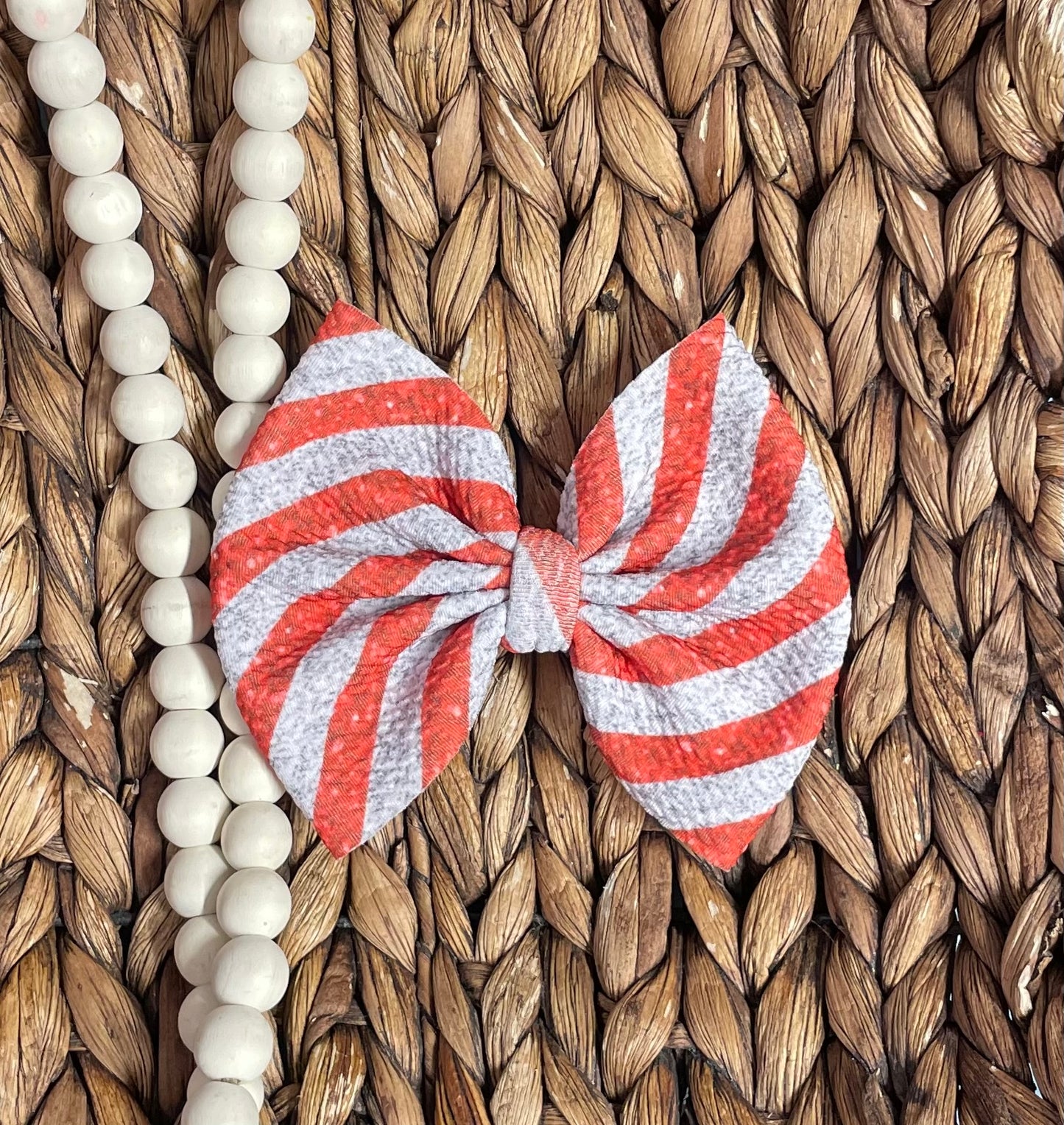 Red & Silver Stripes - 5” Bow