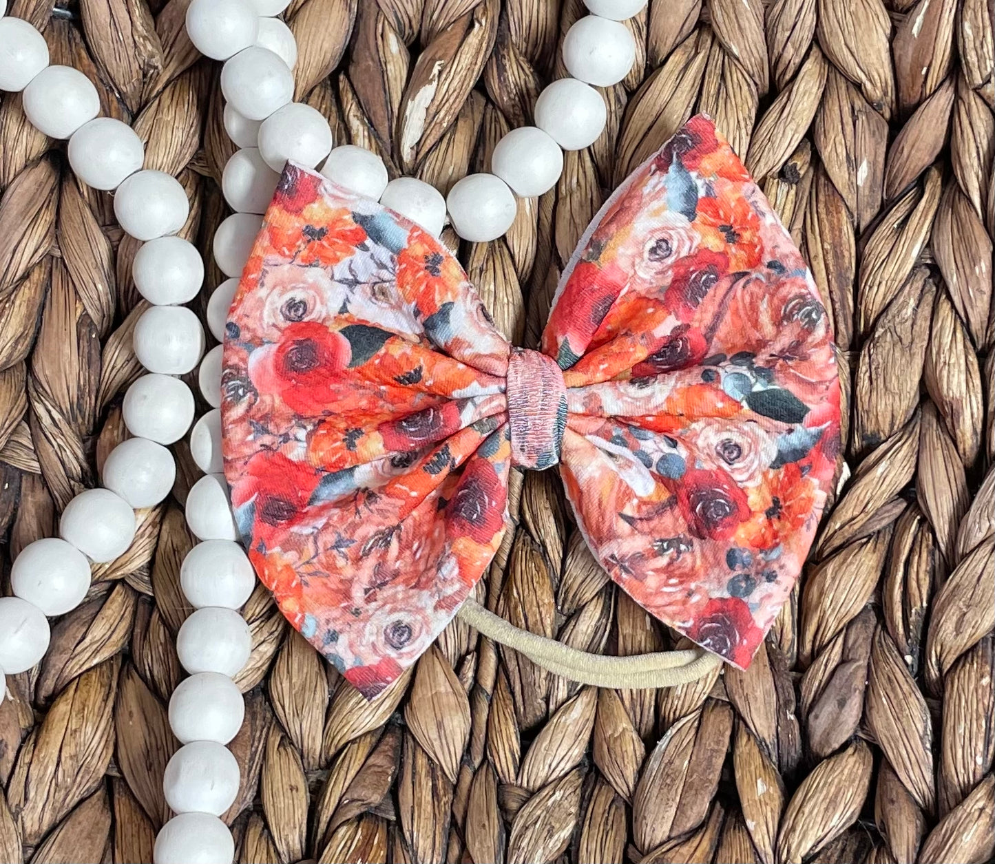 Orange Floral - 5” Bow