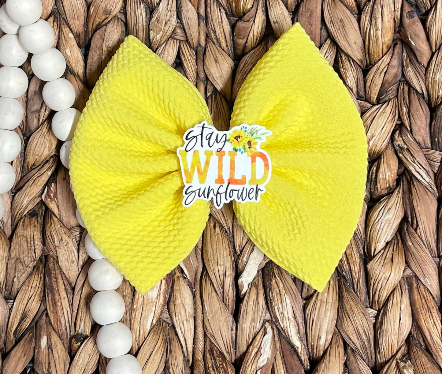 Stay Wild Sunflower - 5” Bow on Clip (RTS)