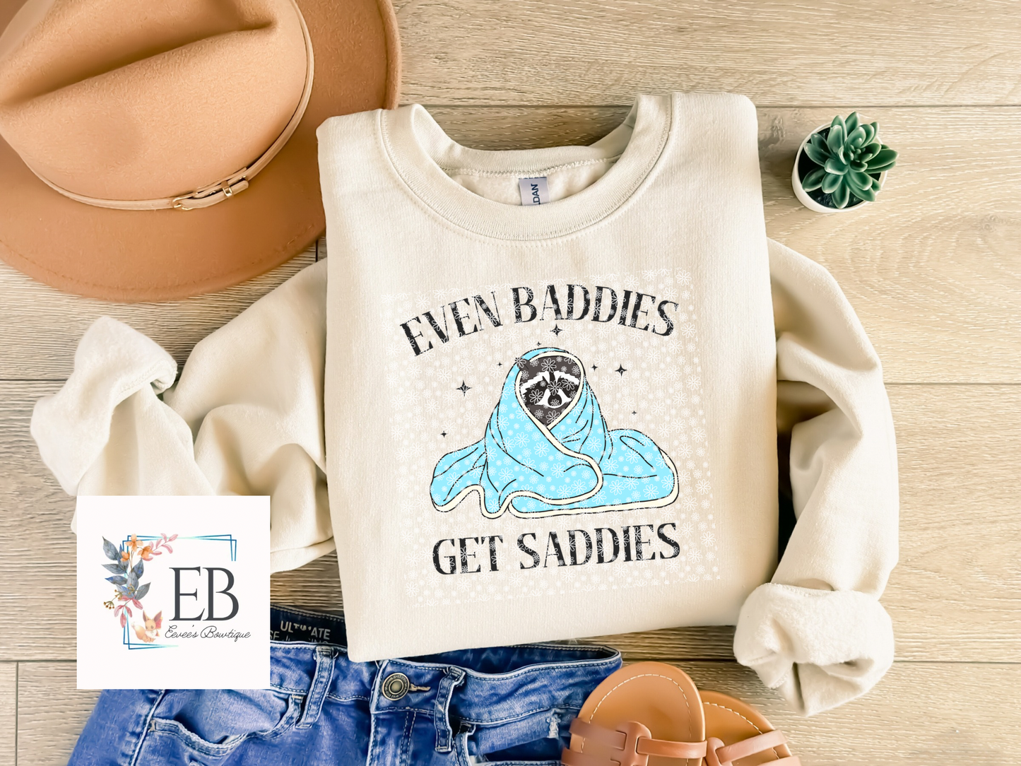 Even Baddies Get Saddies Blue - Adult Tee