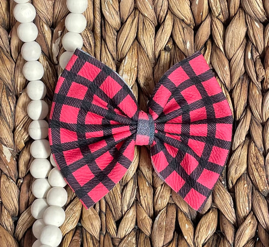 Pink Plaid - 5” Bow