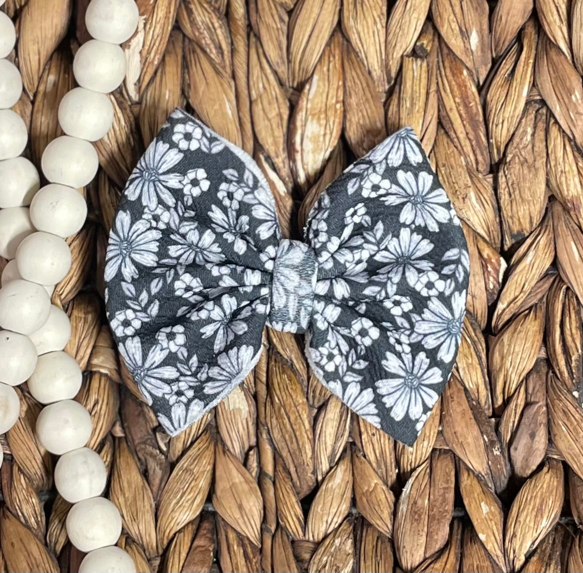 Classic B&W Floral - 4” Bow