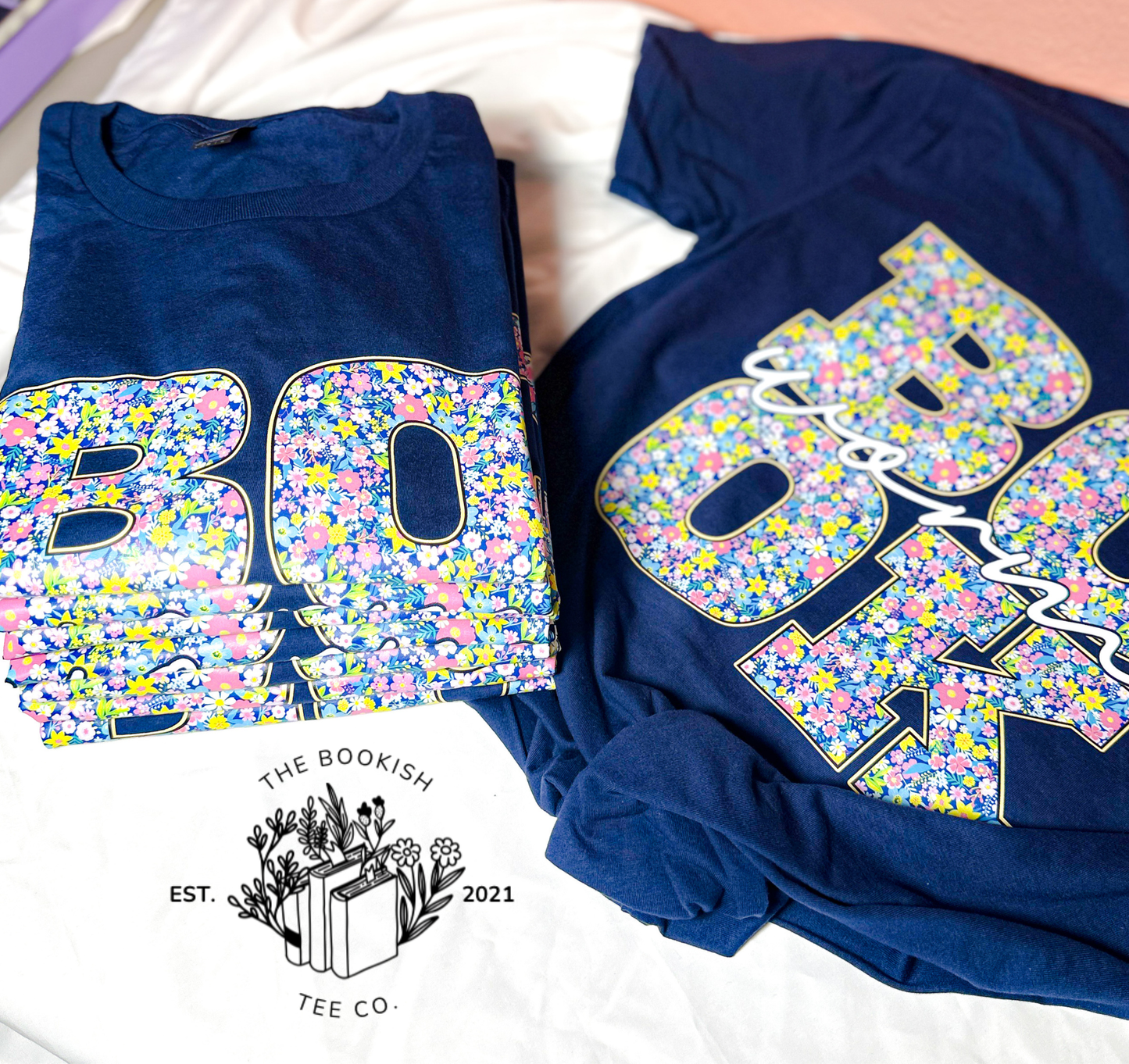 Floral Bookworm - Adult Tee (RTS)