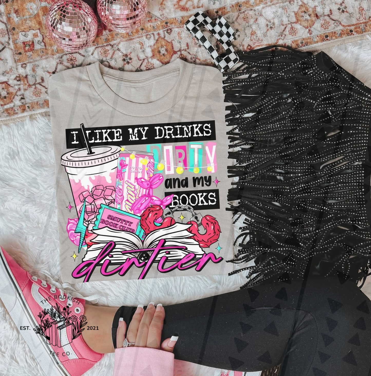 Dirty Drinks, Dirtier Books - Adult Tee