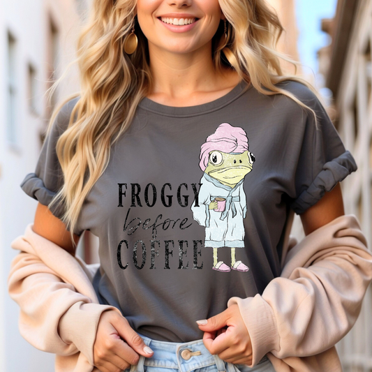 Froggy Before Coffee  - Adult Tee