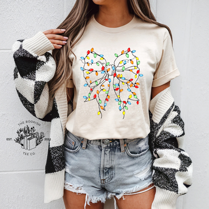 Christmas Lights Bow - Adult Tee