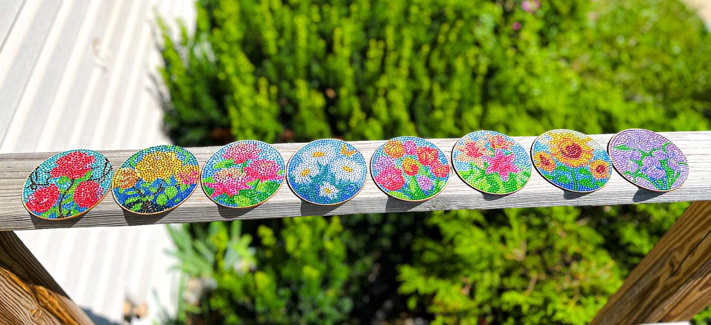 Floral 2 Diamond Art Coaster Set (RTS)