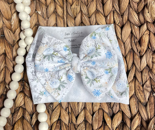 Winter Floral - Baby Big Bow Wrap (RTS)