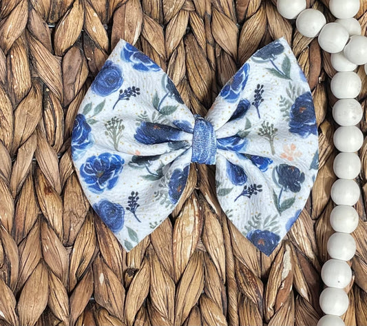 Blue Floral - 5” Bow