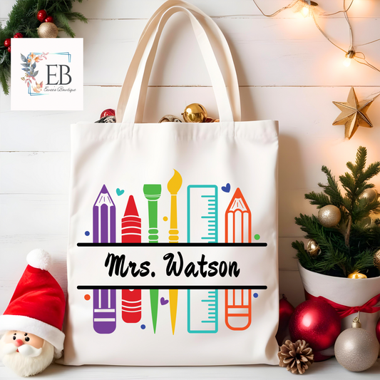 Customer Teacher Name Canvas Tote Bag