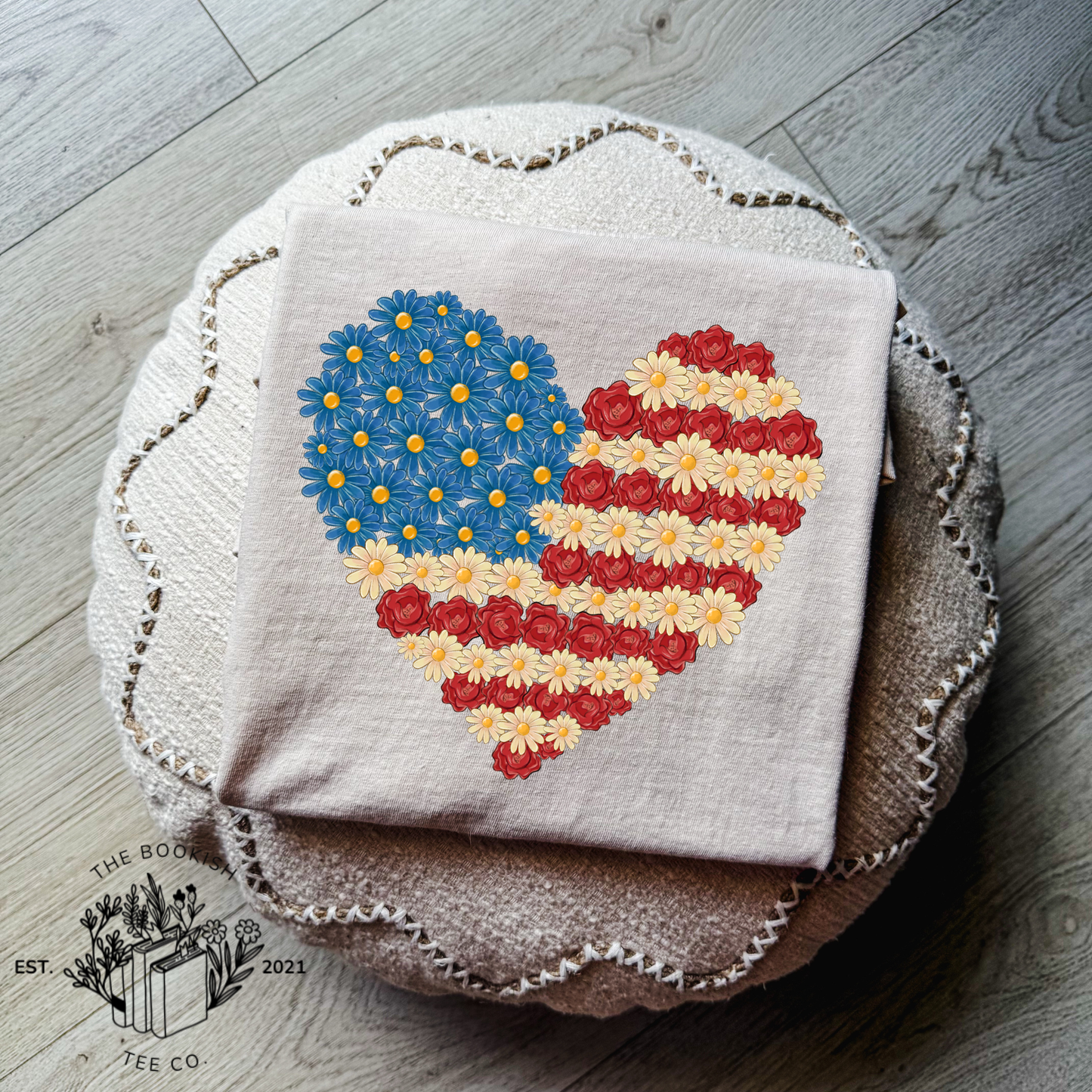 Floral Flag Heart - Adult Tee