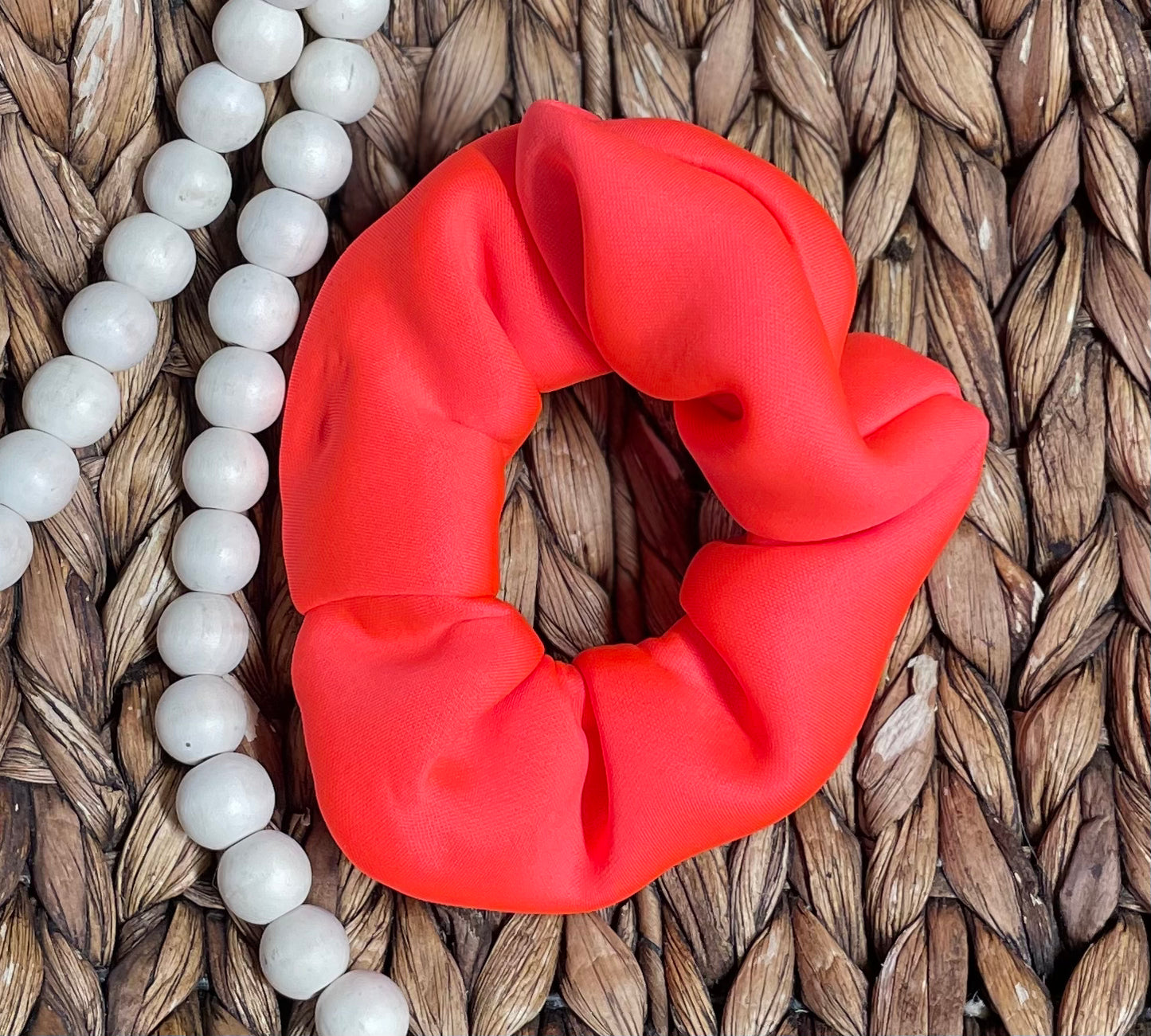 Neon Coral - Adult Puff Scrunchie