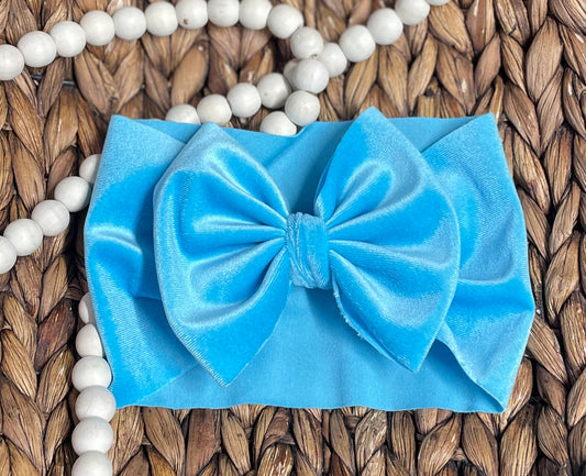 Carolina Blue Velvet - Big Bow Wrap