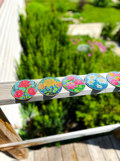 Floral 2 Diamond Art Coaster Set (RTS)